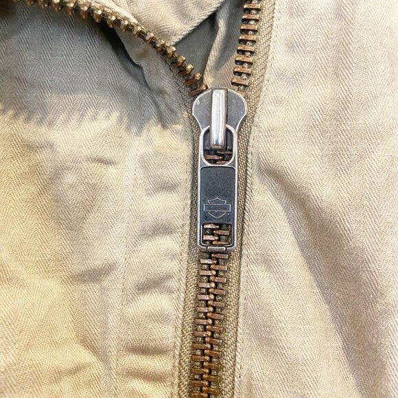 Harley-Davidson Tan Embroidered Sugar Skull Moto Style Jacket Size Small - Picture 4 of 9